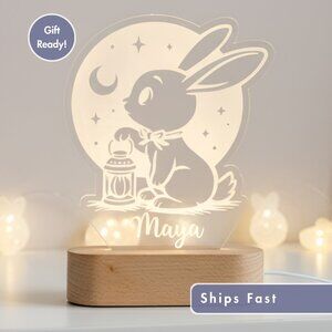 Rabbit Night Light – Personalized LED Bunny Lamp for Kids Rooms
